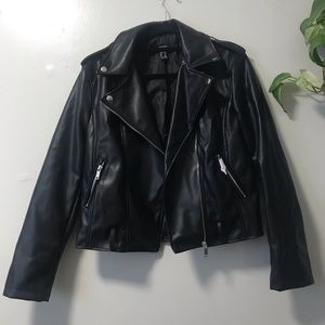 black faux leather jacket